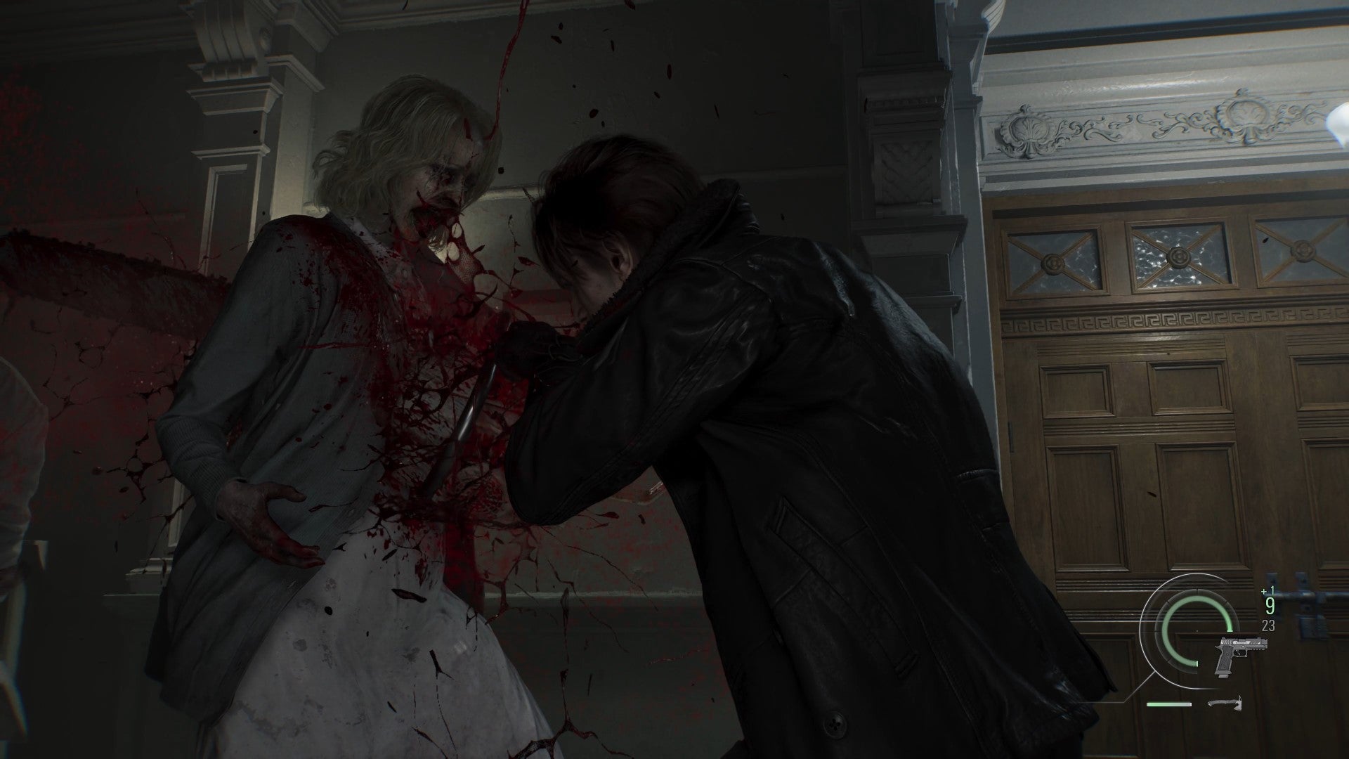 Leon runs through a zombie with a chainsaw in Resident Evil Requiem. - 3