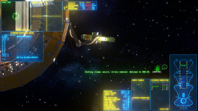 In V: Rings of Saturn a spaceship has attached itself to a socking station and is opening up the docking hatch.