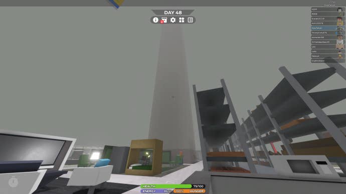 A giant pillar in the Roblox game, 3008.