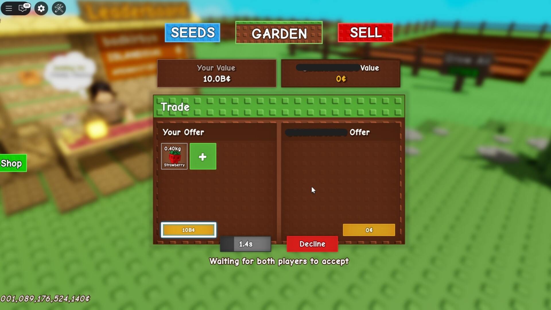 A player can be seen conducting a trade with another player in Grow a Garden - 4