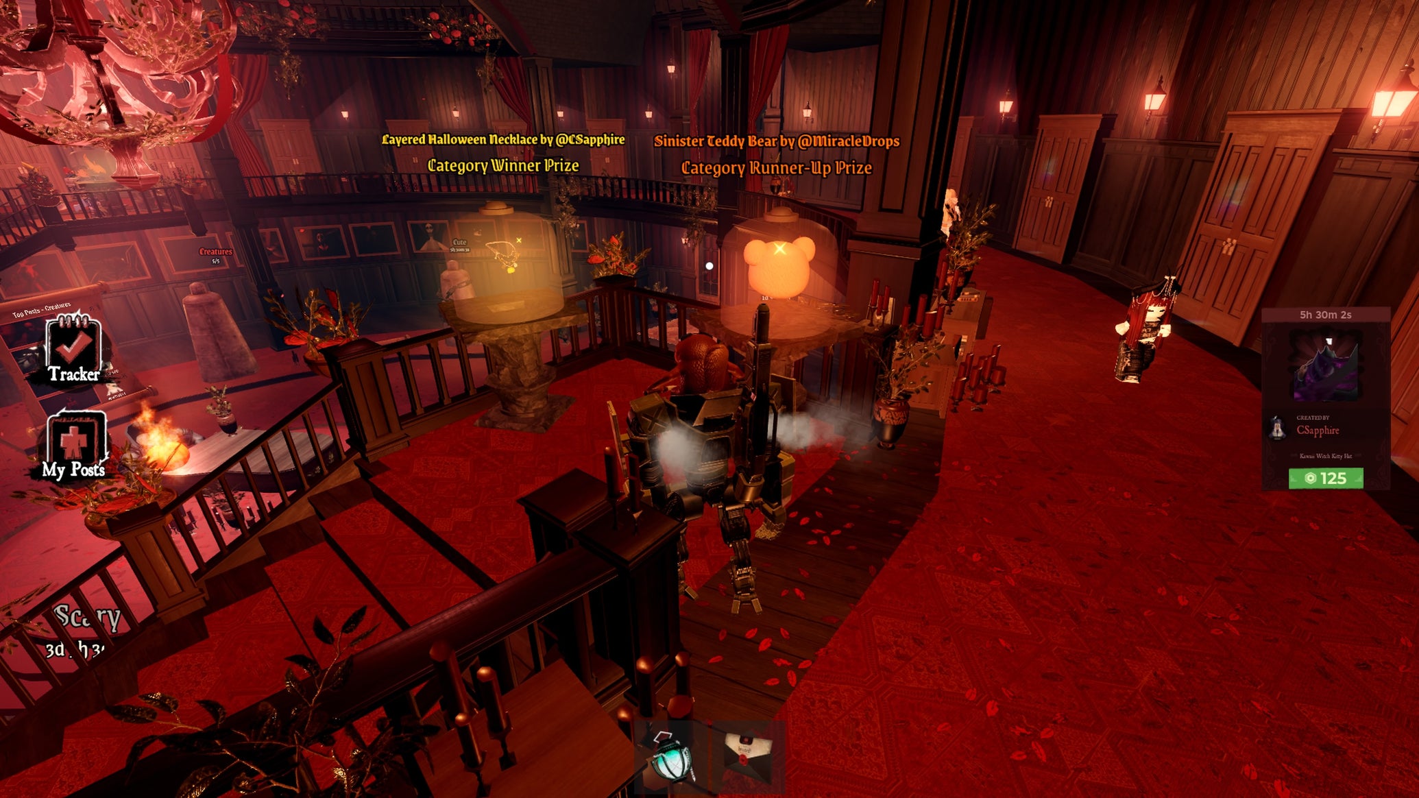 The rewards for winning The Haunt costume contest inside bell jars in Roblox. - 1