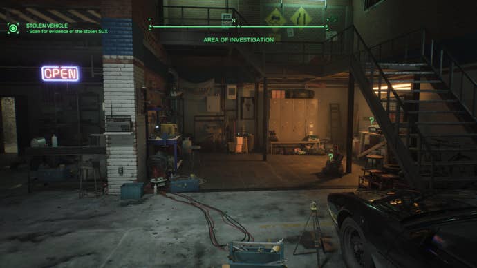 The autoshop RoboCop tracks the stolen vehicle to in RoboCop: Rogue City