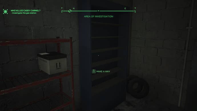 A hidden room behind a shelving unit in RoboCop: Rogue City