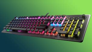 The Roccat Vulcan 2 Max keyboard on a green background