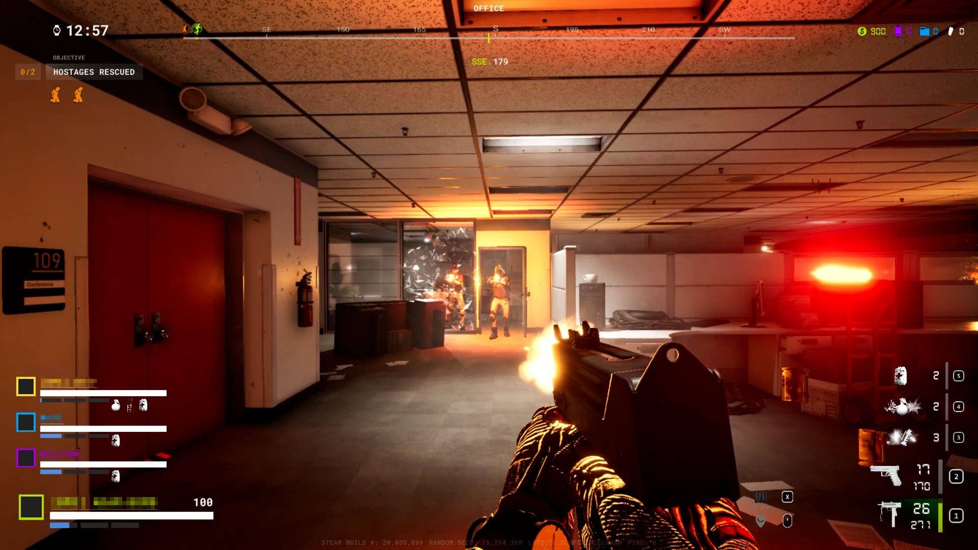 Shooting two enemies with a submachine pistol in Rogue Point.