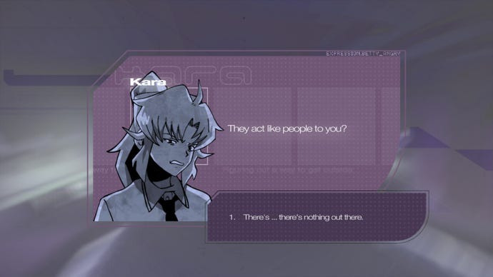 A screen from Roman Sands RE:Build showing the player conversing with Kara