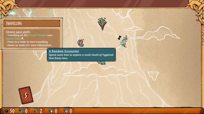 The map screen for Roots Of Yggdrasil