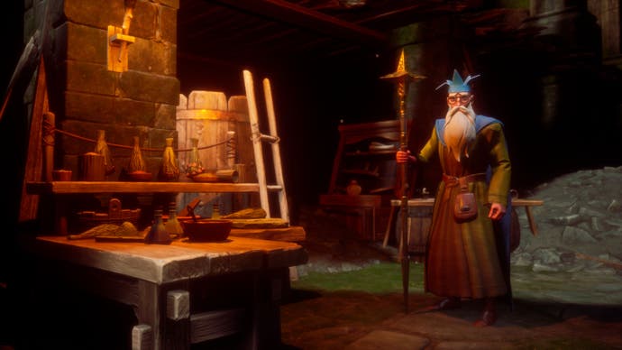 The Wise Old Man in RuneScape: Dragonwilds.