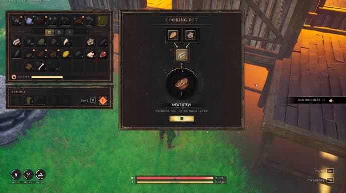 The cooking interface in RuneScape: Dragonwilds.