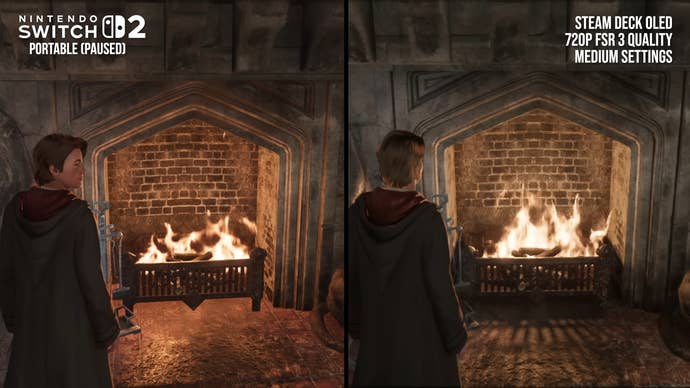 Switch 2 vs Steam Deck screenshot comparison: Hogwarts Legacy