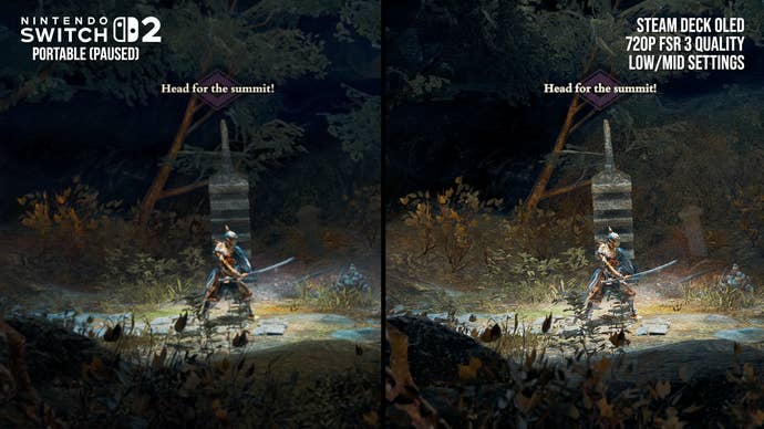 Switch 2 vs Steam Deck screenshot comparison: Kunitsu-Gami: Path of the Goddess
