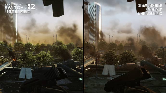 Switch 2 vs Steam Deck screenshot comparison: Crysis 2 Remastered