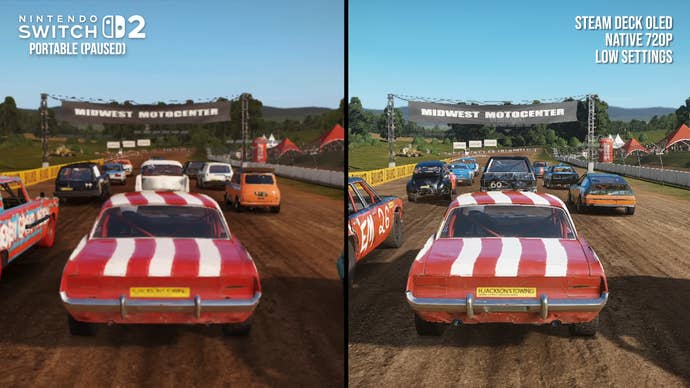 Switch 2 vs Steam Deck screenshot comparison: Wreckfest