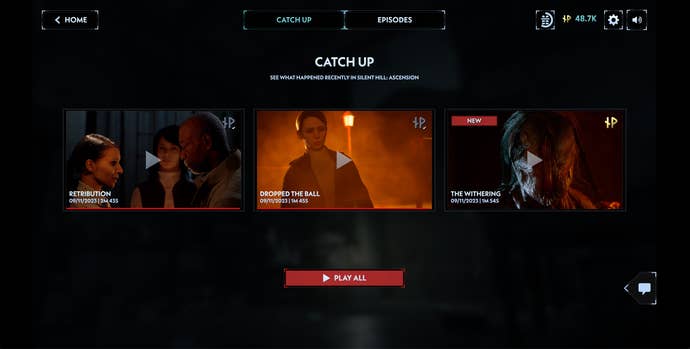 The catch up menu which only lets you see the previous night’s episode. You need to go to “episodes” to see all cinematics