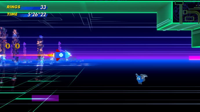 Sonic transforms into a rocket in Cyber Station Zone