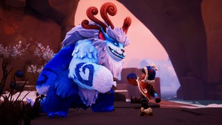 A young boy approaches a magical yeti with large horns in Song Of Nunu: A League Of Legends Story