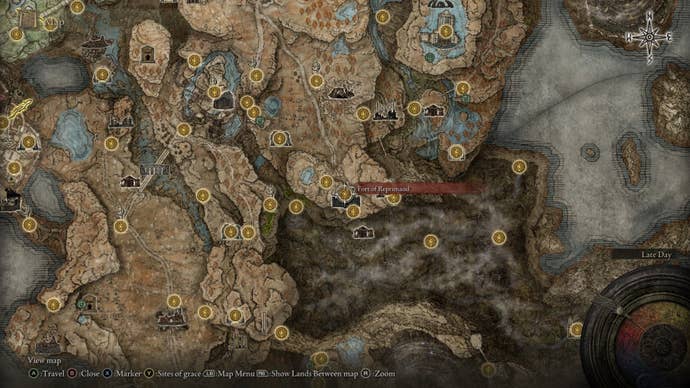The location of the Aspect of the Crucible: Wings Ash of War is marked on the Elden Ring Shadow of the Erdtree map