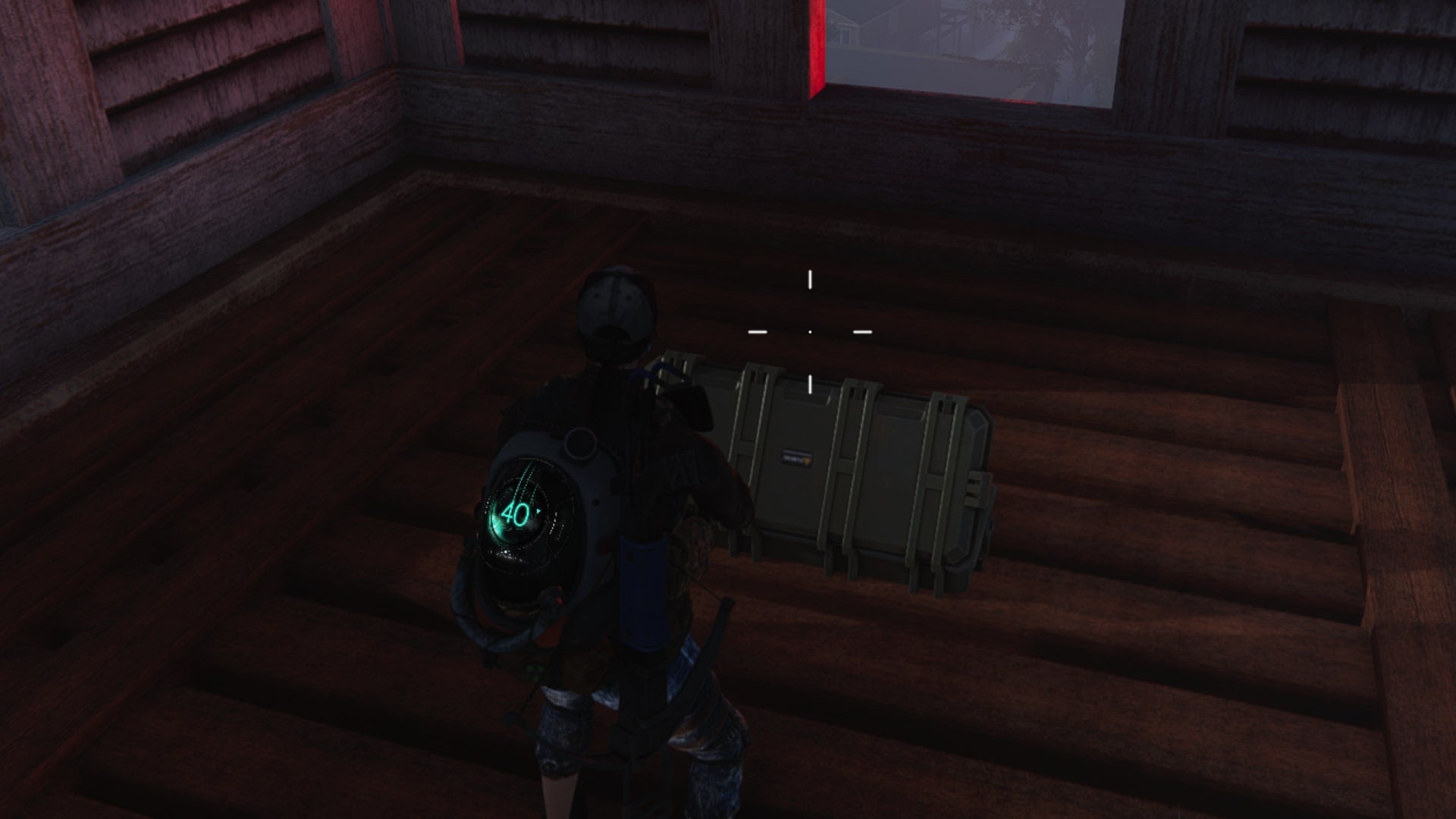 The player looks at an opened weapon crate in Brookham in Once Human - 1