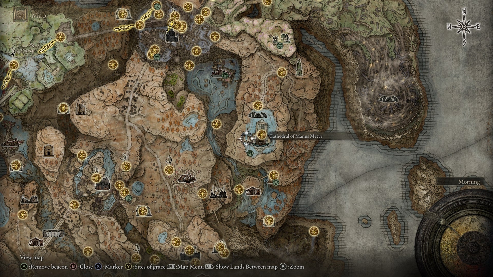The location of the Cherishing Fingers sorcery, after completing Count Ymir's quest, is marked on the Elden Ring Shadow of the Erdtree map - 16