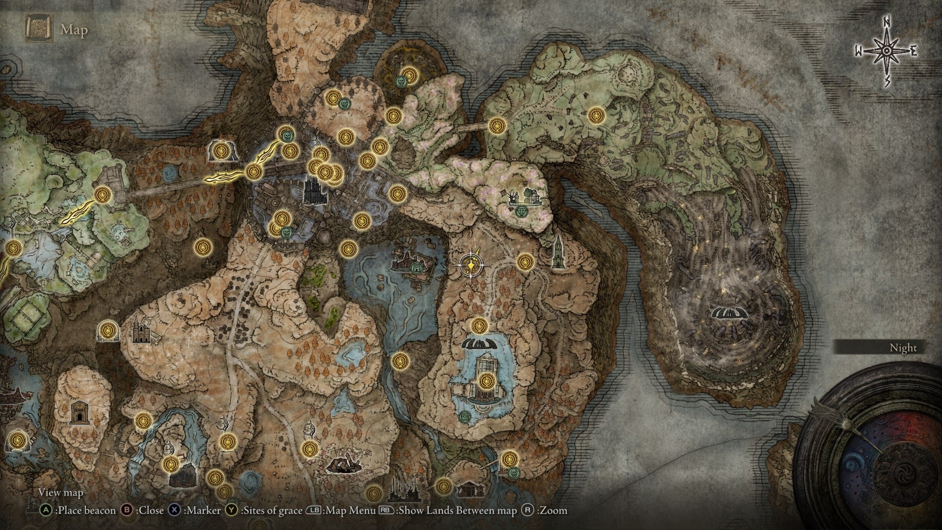The location of a Larval Tear near the entrance to the Church District is marked on the Elden Ring Shadow of the Erdtree map - 10