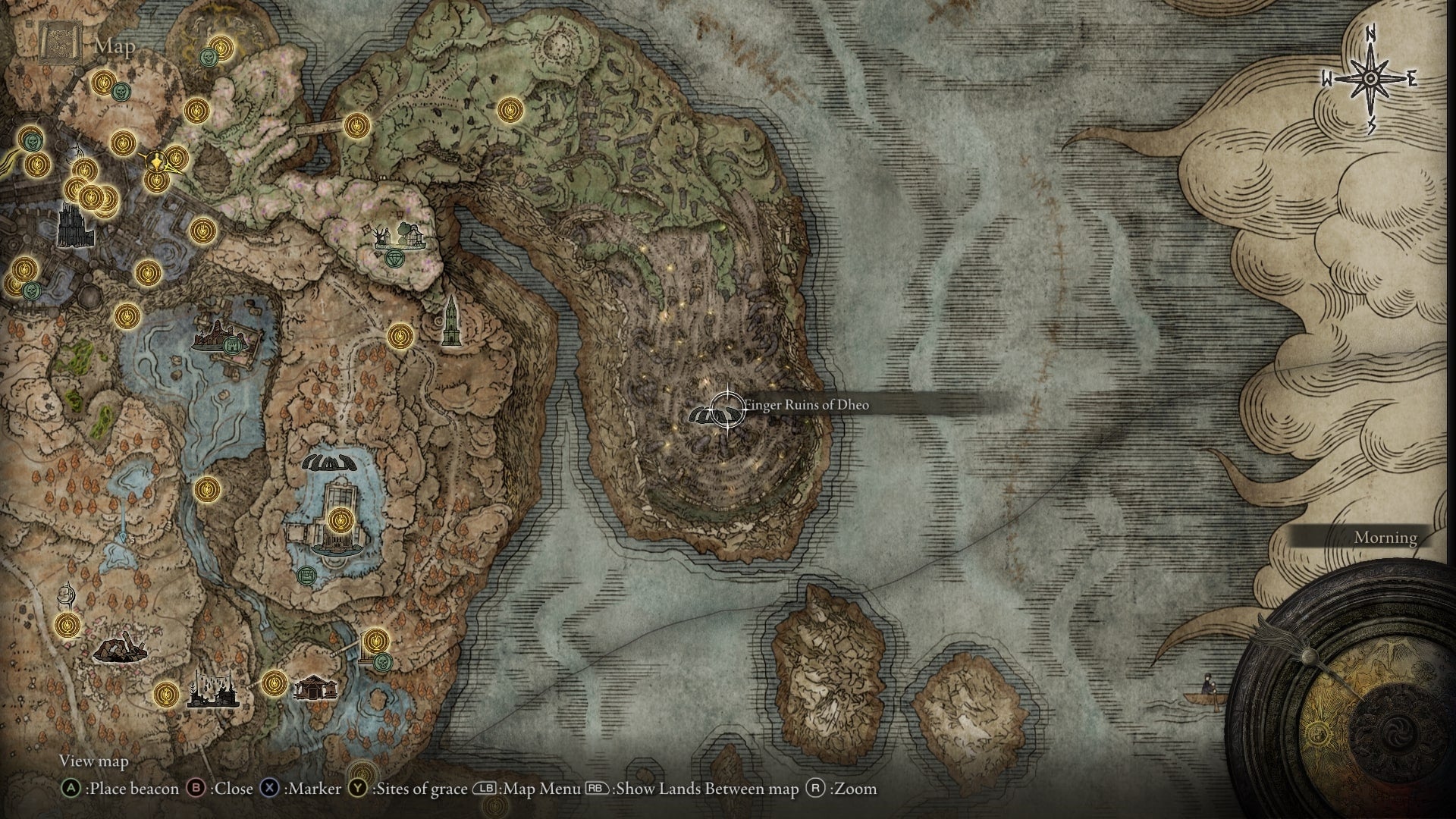 The Finger Ruins of Dheo are shown on the Elden Ring Shadow of the Erdtree map - 5