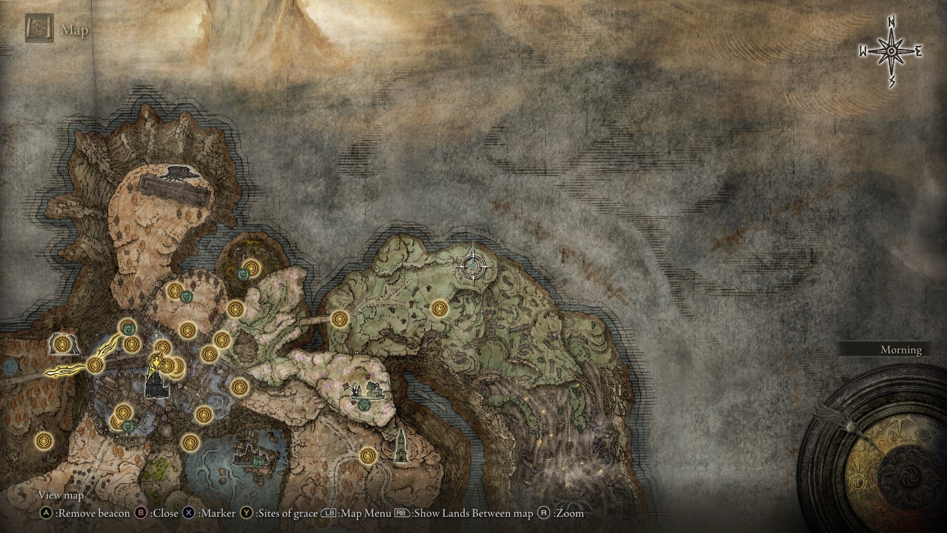 The location of the Fallingstar Beast Jaw that drops the Gravitational Missile is marked on the Elden Ring Shadow of the Erdtree map - 15