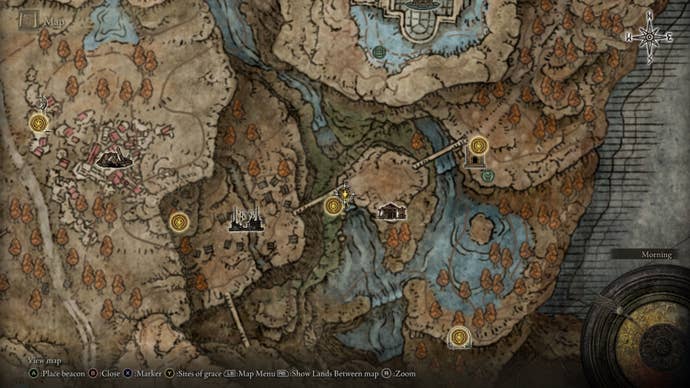 The location of the Moldmonger's Bell Bearing is marked on the Elden Ring Shadow of the Erdtree map