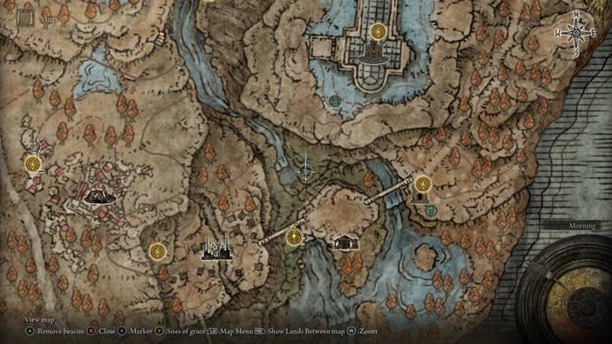 The location of a Scadutree Fragment near the Recluse's River Upstream is marked on the Elden Ring Shadow of the Erdtree map
