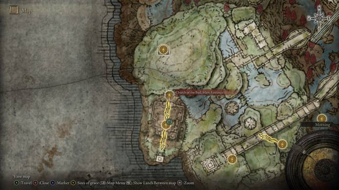 The location of Romina, Saint of the Bud's boss arena is marked on the Elden Ring Shadow of the Erdtree map