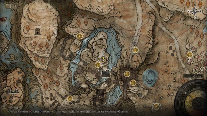 The location of a teleporter in Scadu Altus is marked on the Elden Ring Shadow of the Erdtree map
