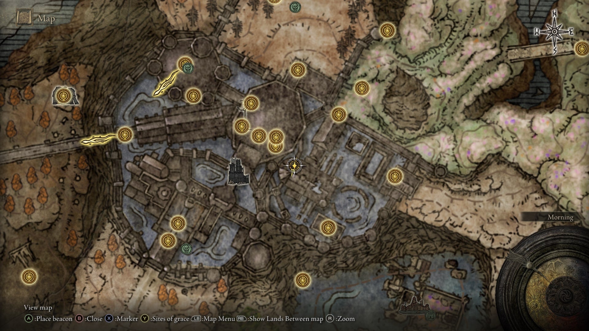 The location of a Scadutree Fragment at Shadow Keep's Church District is marked on the Elden Ring Shadow of the Erdtree map - 25