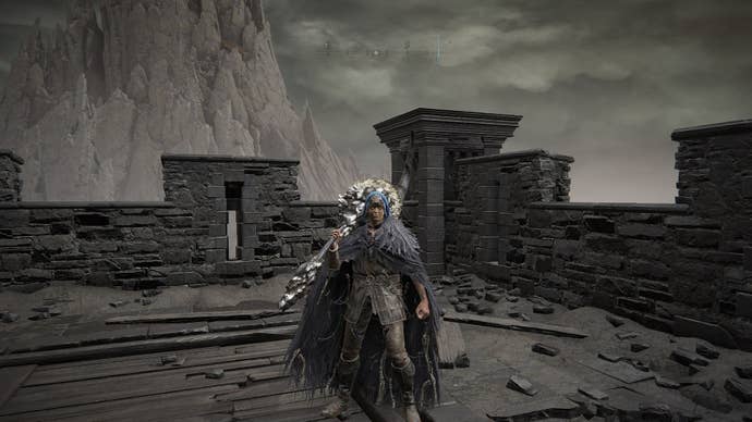 The Tarnished stands by the Behind the Fort of Reprimand Site of Grace in Elden Ring Shadow of the Erdtree