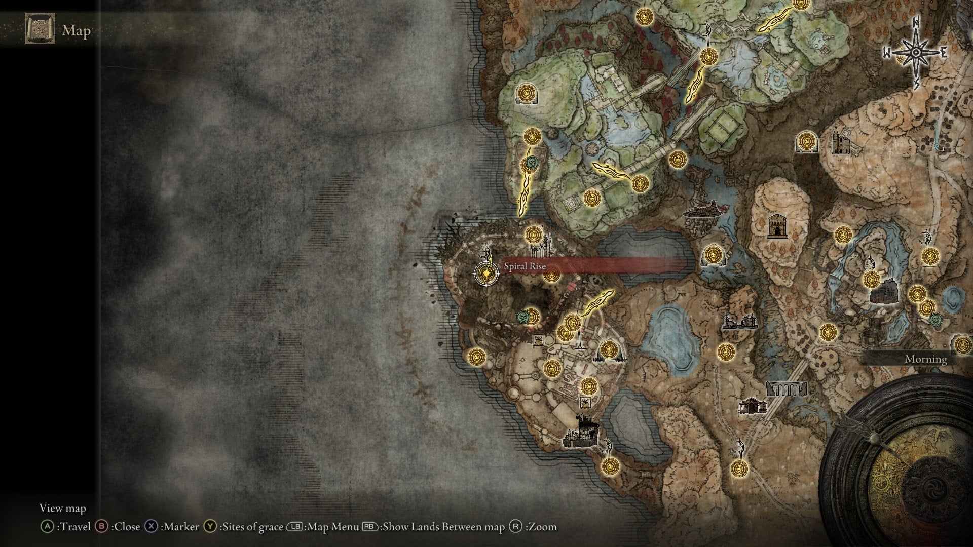 The location of a Scadutree Fragment at Enir-Ilim's Spiral Rise is marked on the Elden Ring Shadow of the Erdtree map - 35