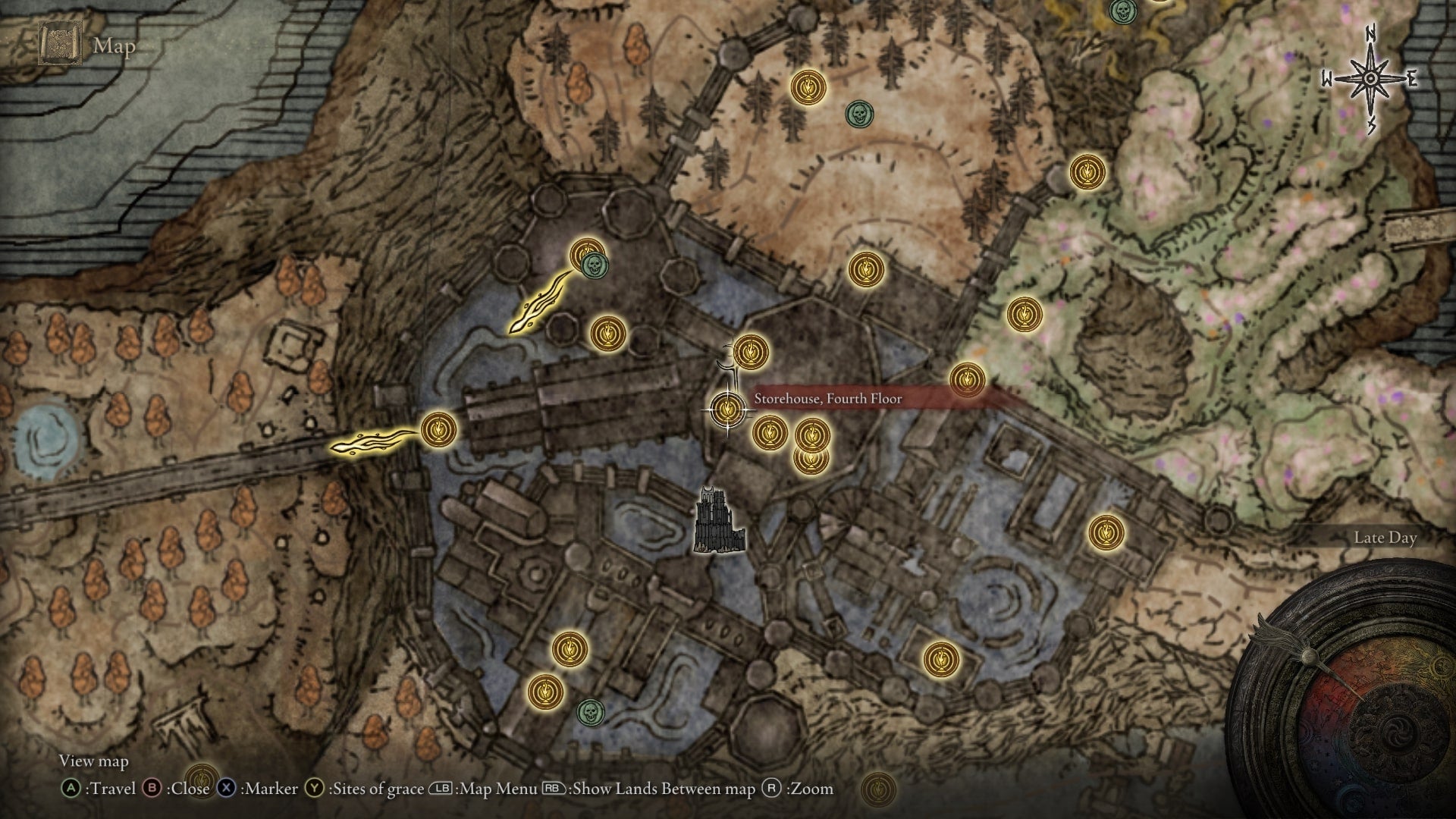 The location of a Scadutree Fragment - on the fourth floor of Specimen Storehouse - is marked on the Elden Ring Shadow of the Erdtree map - 26