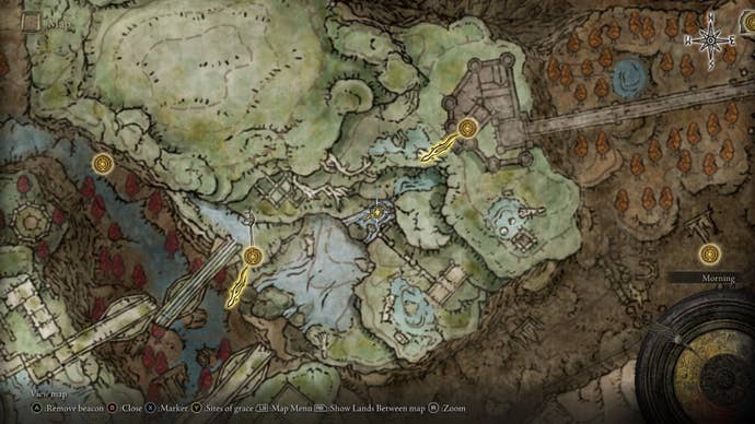 The location of the Verdigris Discus Talisman is marked on the Elden Ring Shadow of the Erdtree map