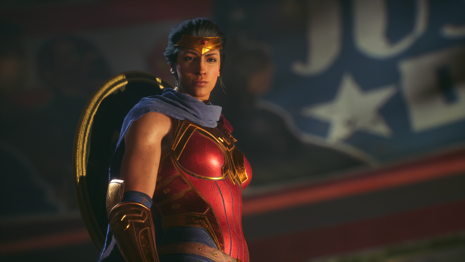 Close up on Wonder Woman in Suicide Squad