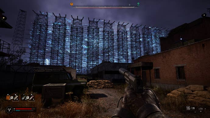 The Duga radar array lights up with crackling electricity in S.T.A.L.K.E.R. 2: Heart of Chornobyl.