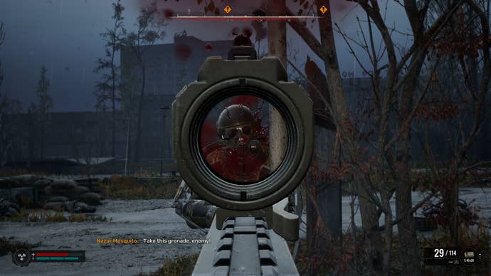 Landing a headshot on a cultist in S.T.A.L.K.E.R. 2: Heart of Chornobyl.