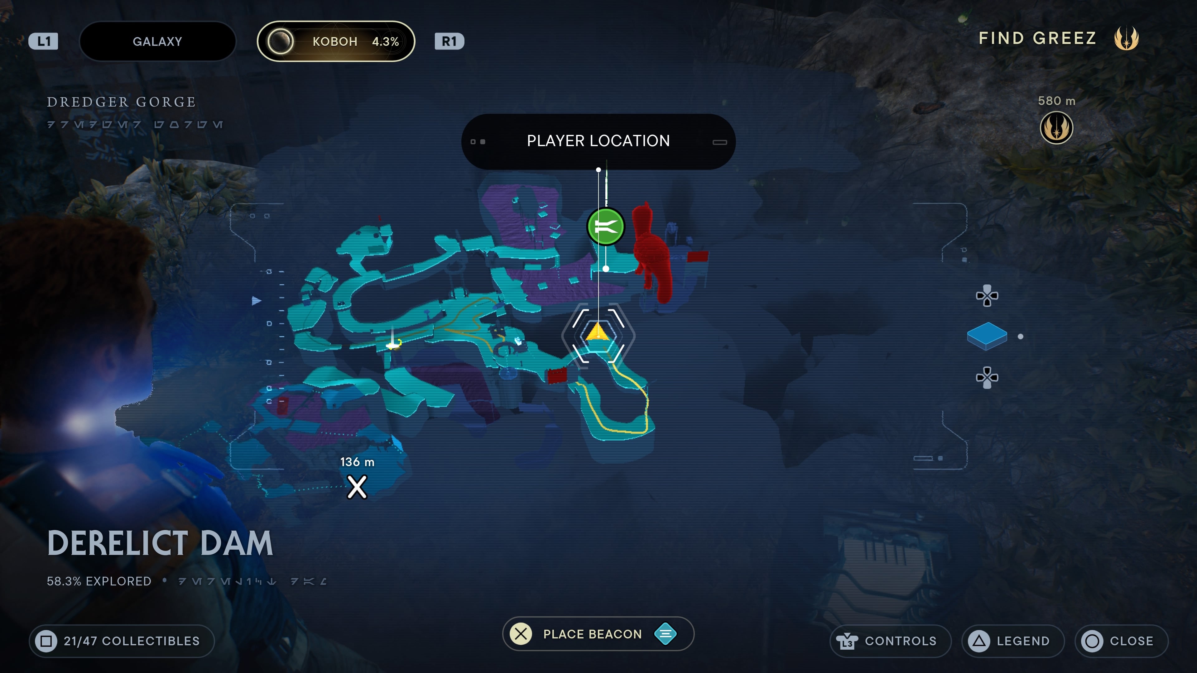 Seed hidden by blue light in Derelict Dam.