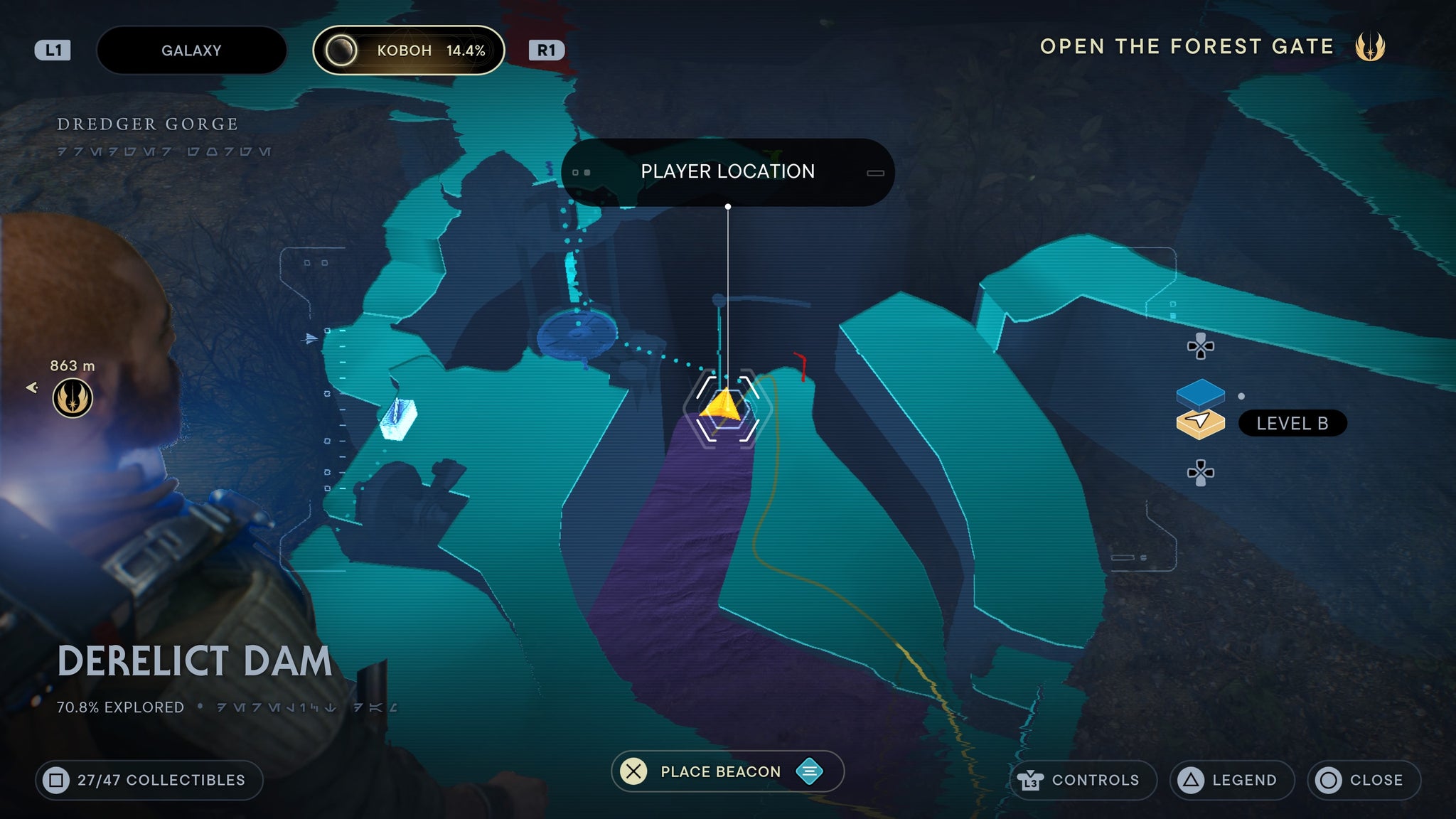 Seed below the rope below the meditation point in Derelict Dam - 8