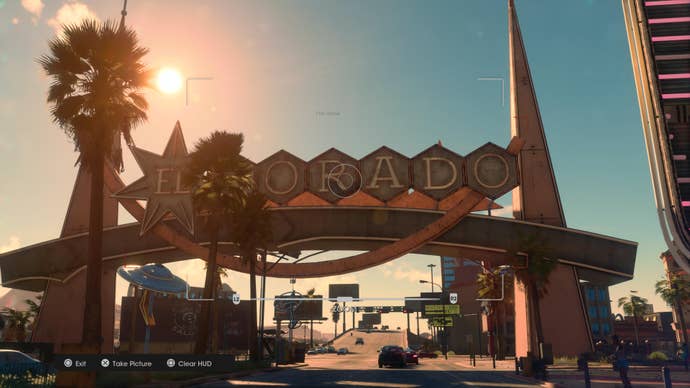 A lined up photo of the El Dorado fast travel point in Saints Row