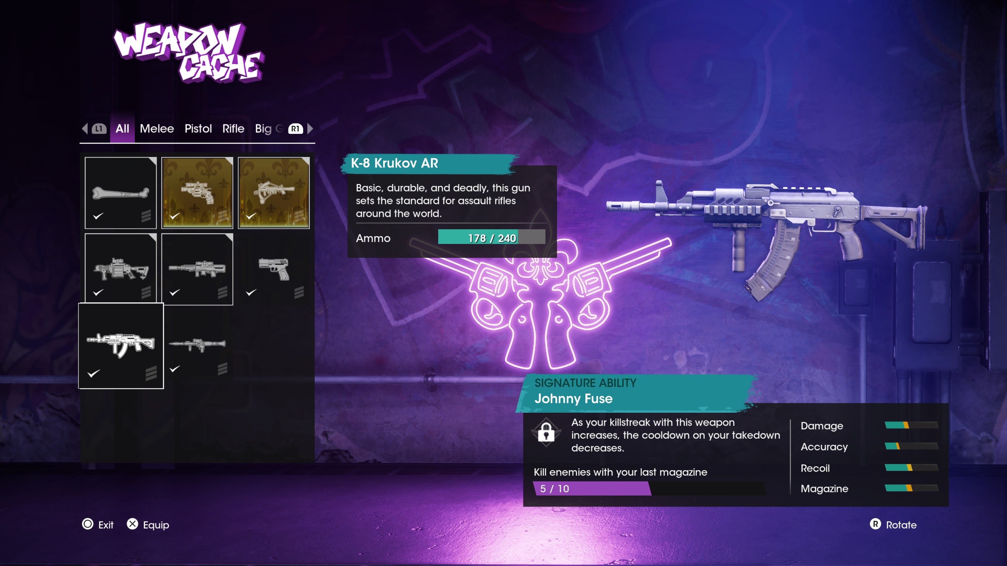 Saints Row review - weapon loadout screen