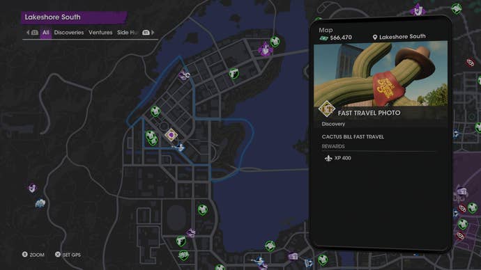 The location of the Cactus Bill fast travel spot in Saints Row