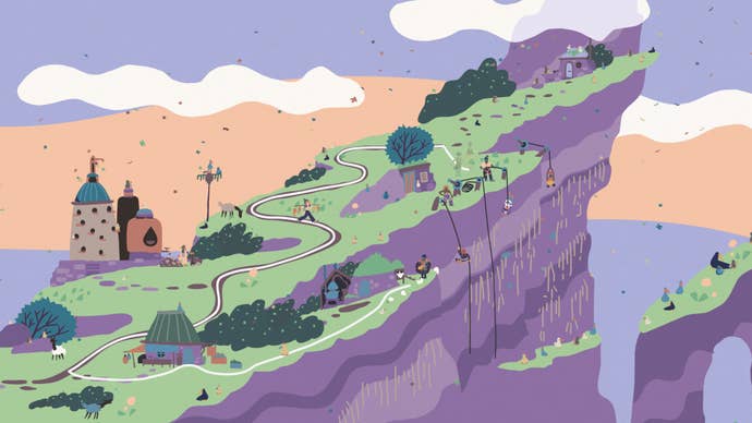 A grassy cliff face scene in Saltsea Chronicles