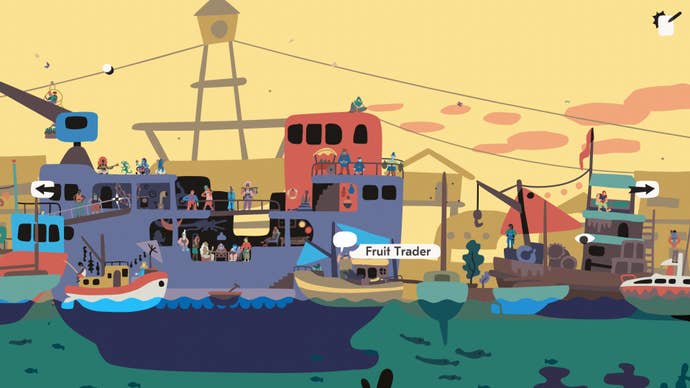 A flotilla of boats all joined together in Saltsea Chronicles