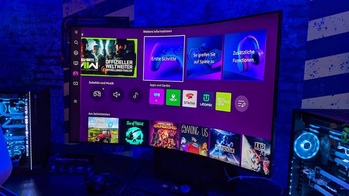 The Samsung Odyssey Ark monitor in landscape mode.