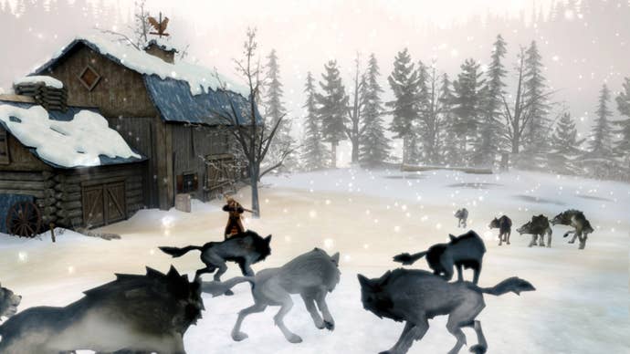 A bleak winter’s day and wolves prowl around an isolated farm in this screen from Sang-Froid: Tales of Werewolves