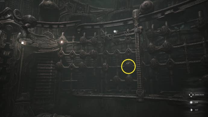A puzzle involving egg-like objects in Scorn Act 1 can be seen