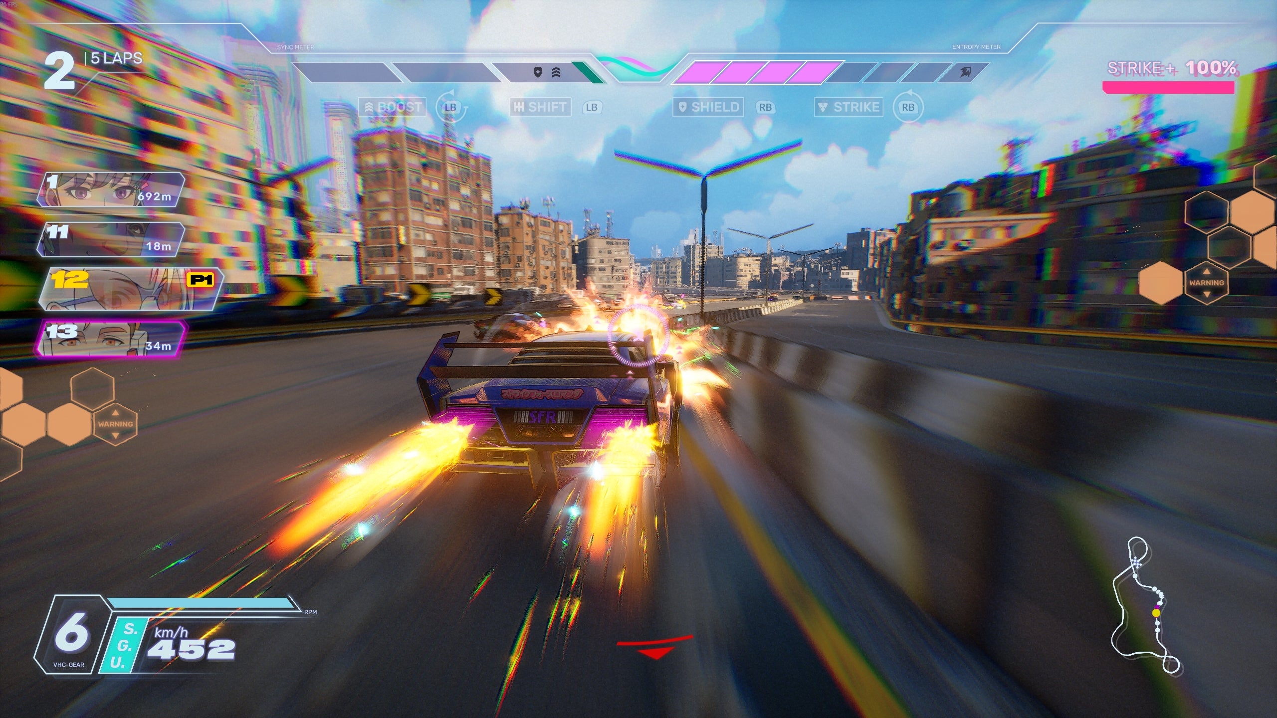 A race car hitting the barrier while boosting in Screamer (2026).