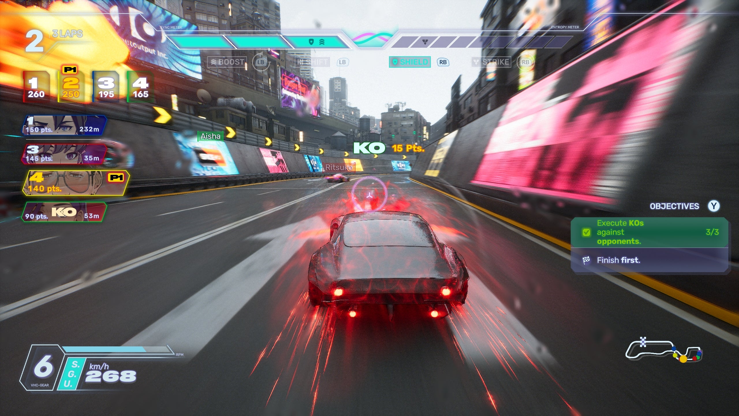 Boosting away from a successful Strike KO in Screamer (2026).